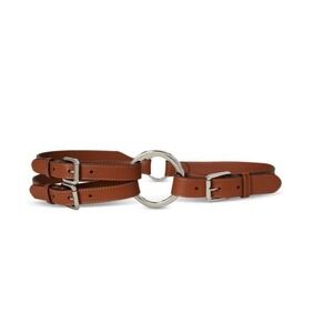 LAUREN RALPH LAUREN Womens Tri-Strap O-Ring Leather Belt Silver Tan sz. L 38"NWT